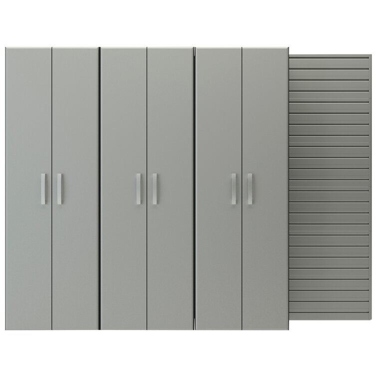 Slatwall Panel Set 36 in 14-Piece H x 96 in W Modular Backless PVC Silver