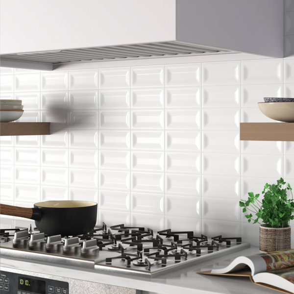 Beveled White Subway Tile | Wayfair