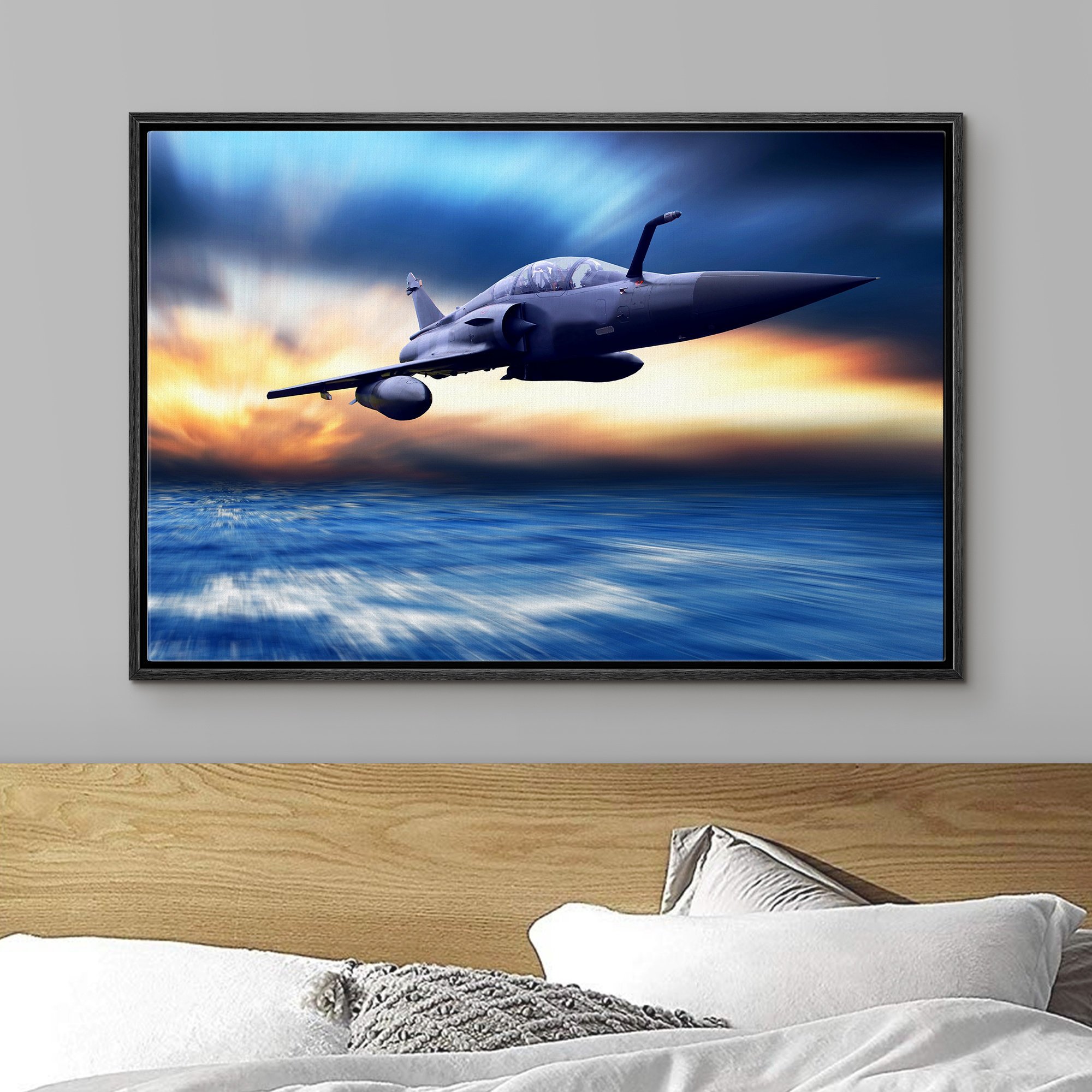 Signleader High-Speed Fighter Jet Against The Beautiful Cloud Background -  Floater Frame Graphic Art On Canvas | Wayfair