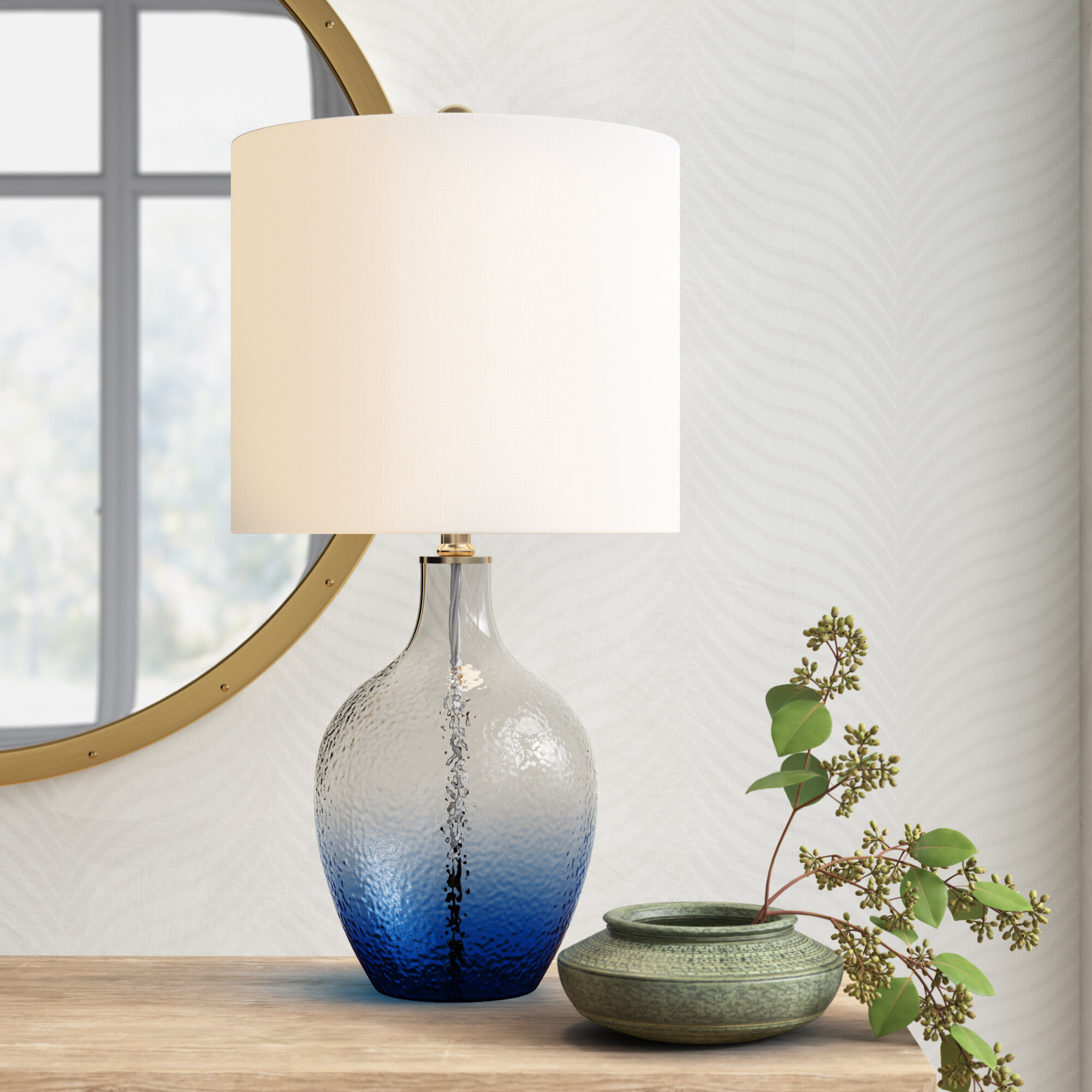 light blue table lamp