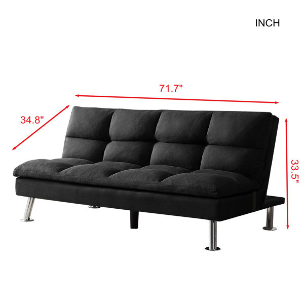 Dariany Twin 71.7" Wide Linen Biscuit Back Convertible Sofa