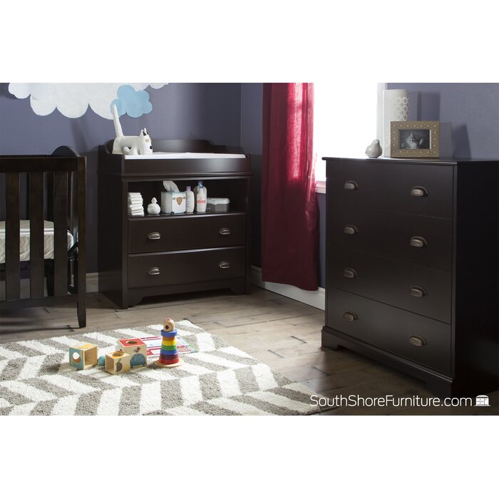 Espresso South Shore Cuddly Changing Table With 2 Drawers And Open