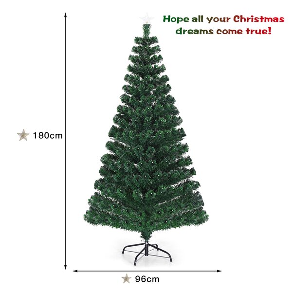 6ft Green Artificial Fibre Optic Christmas Xmas Tree with White//Multi LED Source 180cm