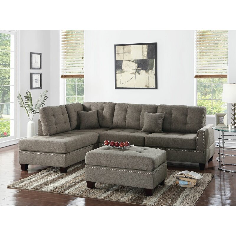 Latitude Run® Whitner Left Hand Facing Sectional with Ottoman & Reviews ...