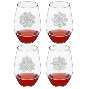 Leandra 19 oz. Stemless Wine Glass (Set of 4)