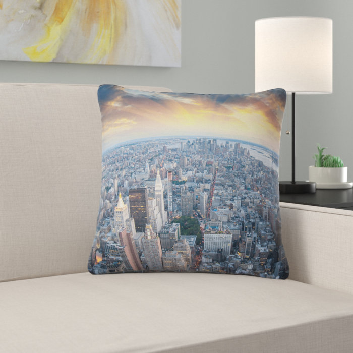 East Urban Home Cityscape Aerial View Of Nyc Skyscrapers Pillow