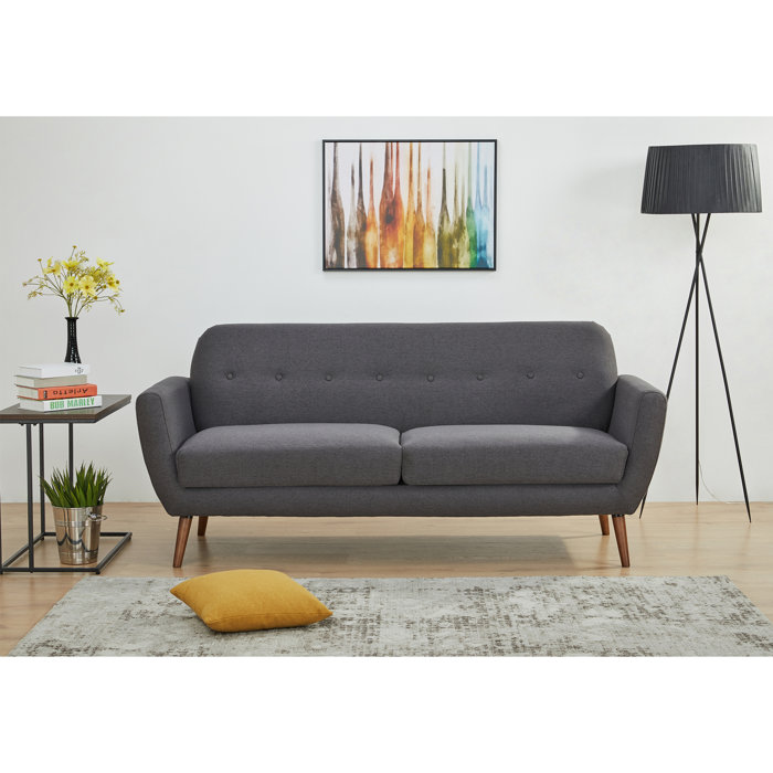 Corrigan Studio Mid Century Sofa Linen Upholstered Loveseat For