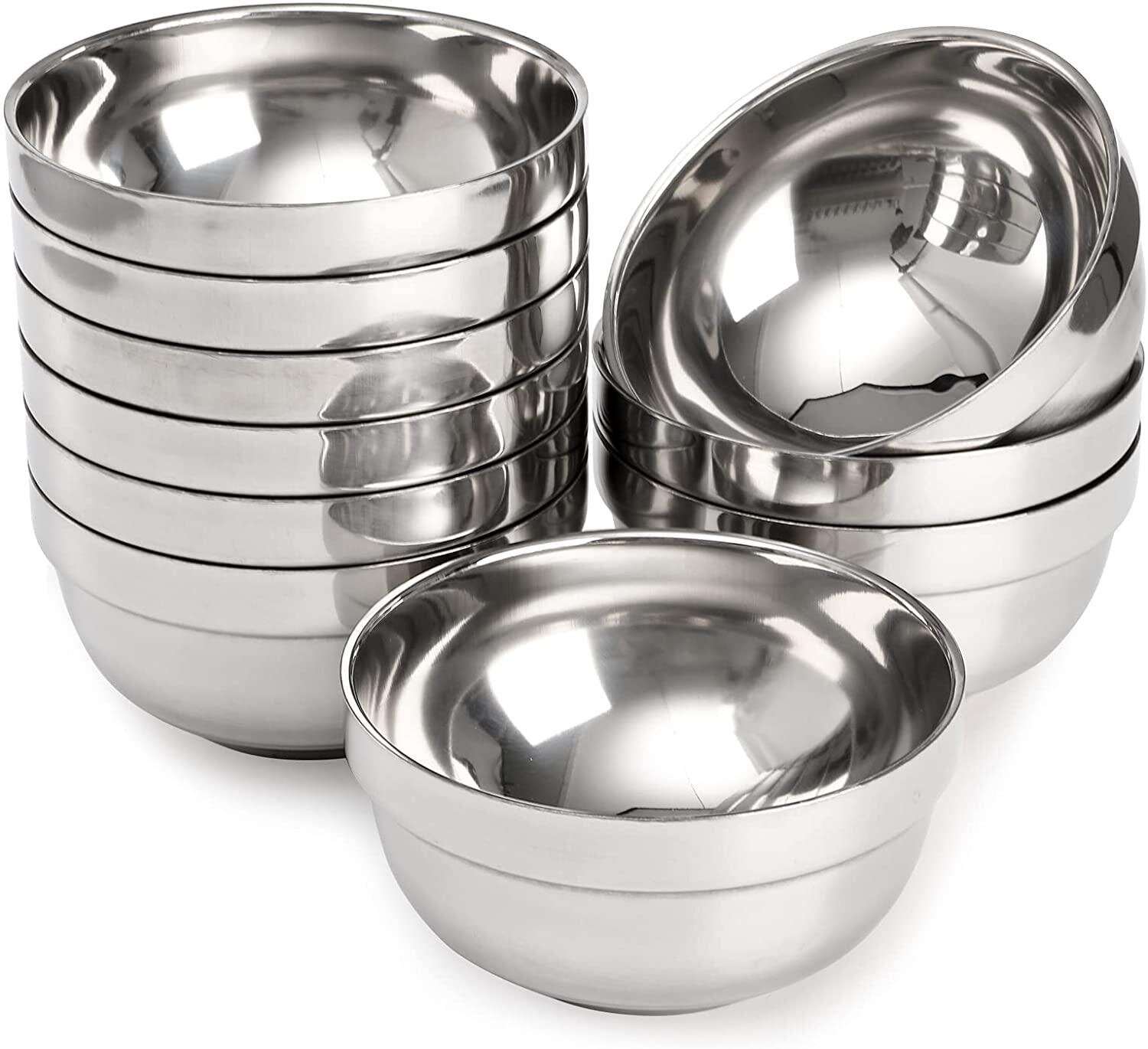 SATINIOR 10 Pack 13 OZ Stainless Steel Bowls Set Double-walled Insulated Baby Serving Bowls