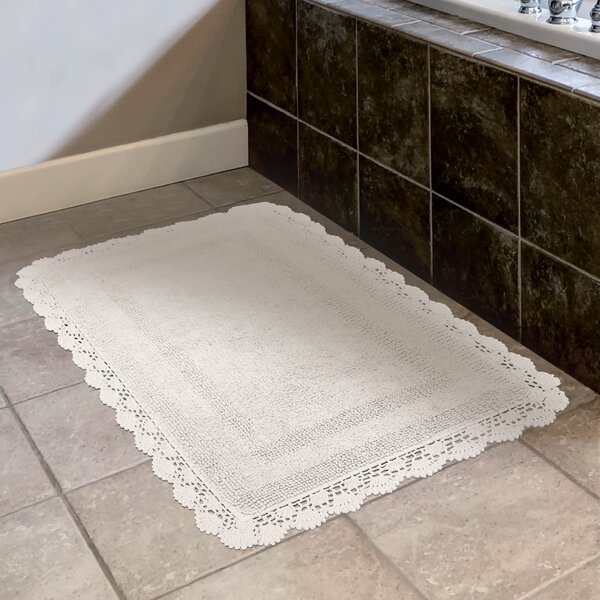 Tufted Bath Mat~Door Rug~Set of 2~20 x 32 Inch~100% Cotton Brown Crochet Border 