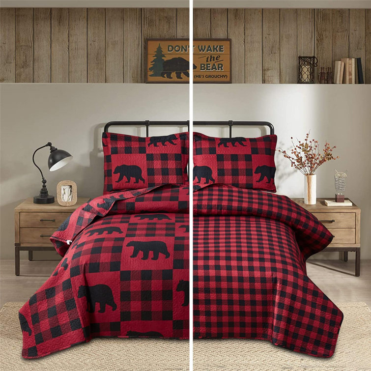 Eddie Bauer 210705 Mountain Plaid Comforter Set King Red