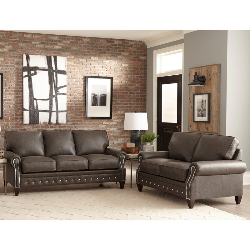 17 Stories Jacey 2 Piece Leather Sleeper Living Room Set Wayfair