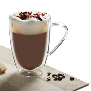 Barista 2 pack 14 OZ Tea Clear Glass, Insulated Double wall Coffee 410 ML 