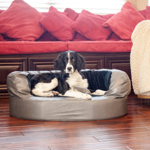 Luxury Orthopedic Memory Foam Leatherette Bolster Dog Bed