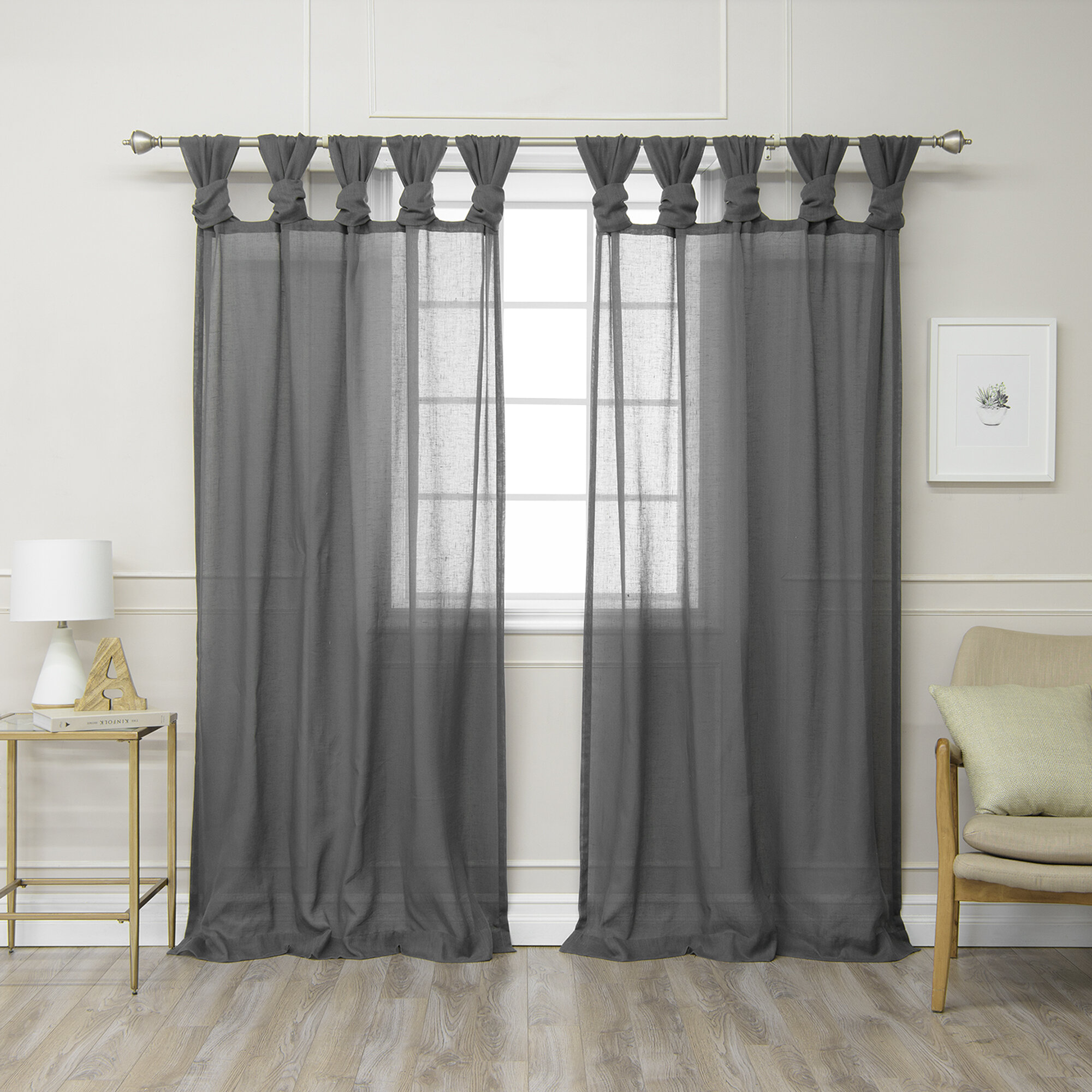 Rosdorf Park Hickey Solid Semi Sheer Tab Top Curtain Panels Reviews Wayfair