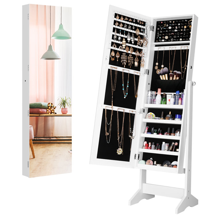 Latitude Run Jewellery Armoire Cabinet With Full Length Frameless