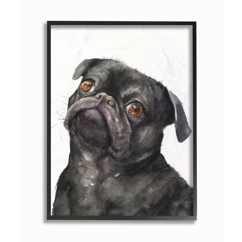 Charlton Home Cute Pug Dog Pet Animal Watercolor Painting