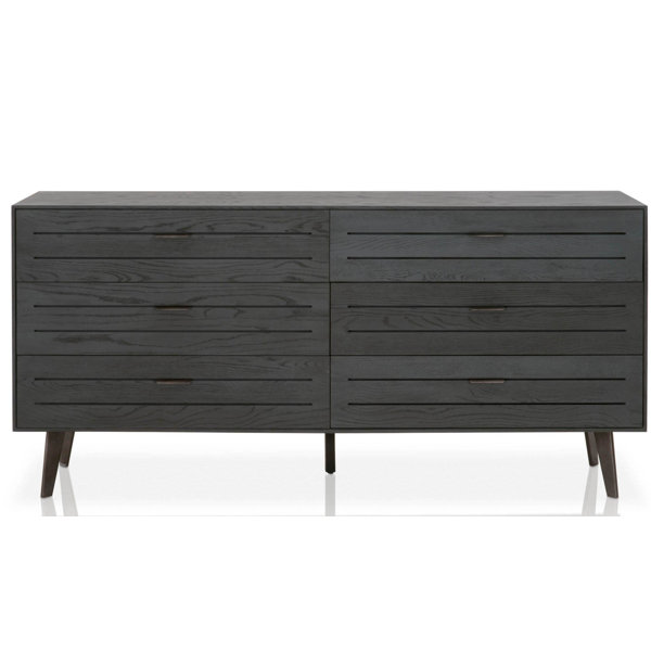 Union Rustic Wooden Six Drawers Dresser With Horizontal Plank