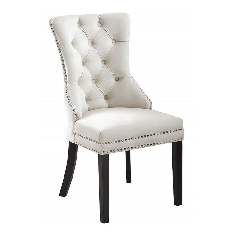 Rosdorf Park Tontogany Tufted Velvet Upholstered Parsons Chair in White