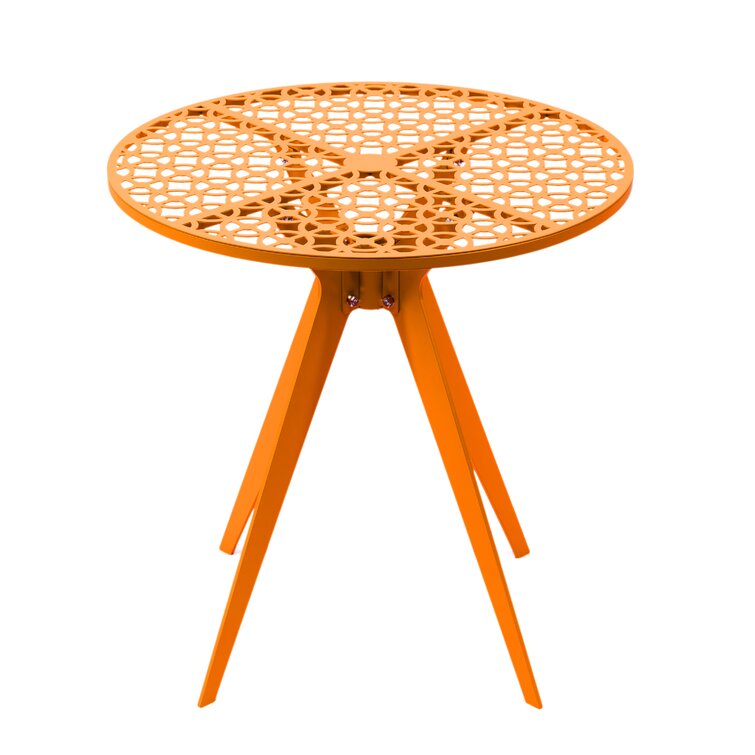 orange metal outdoor side table