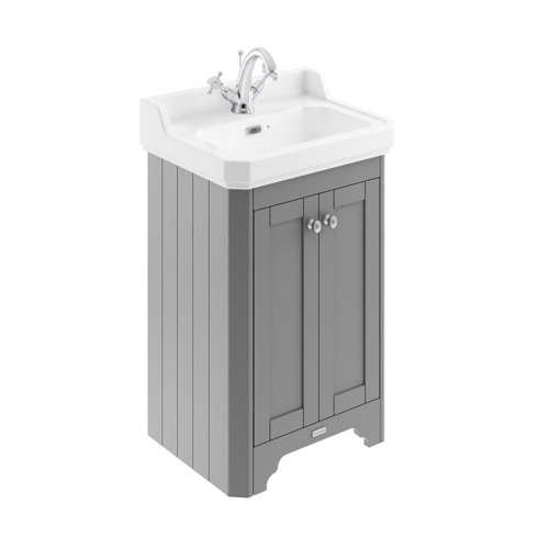 Park Lane Worcester Storm Grey Traditional Floor Standing Vanity Unit & 1 Tap Hole Basin - 560mm