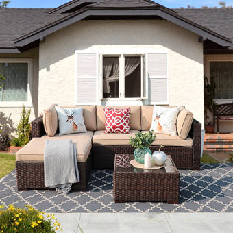 Merax 4 Piece Rattan Sofa Seating Group With Cushions Reviews Wayfair