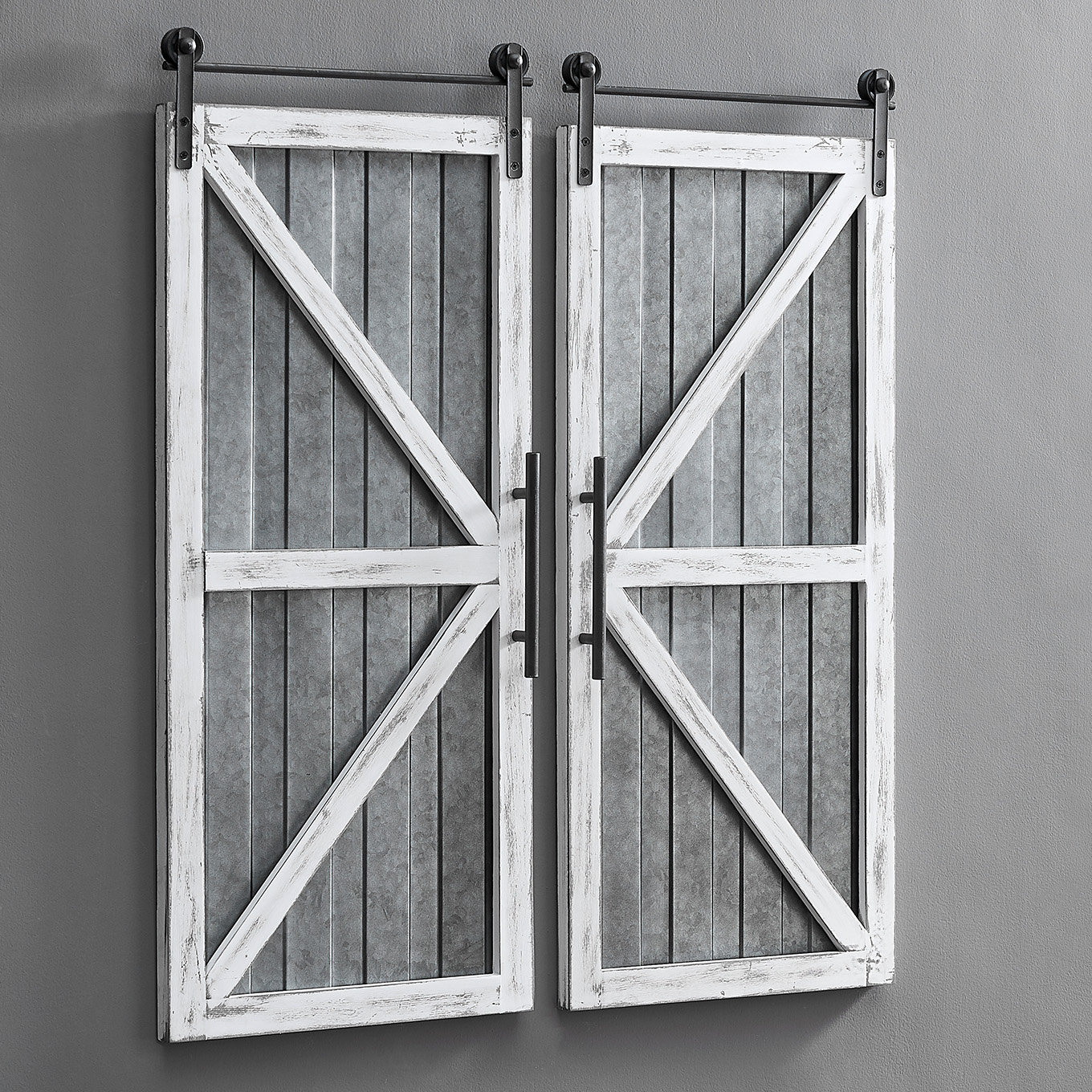 Gracie Oaks 2 Piece Barn Door Wall Décor Set & Reviews Wayfair