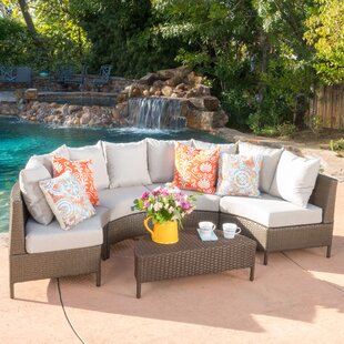 Dowd 5 Piece Rattan Sectional Set with Cushions Span Class productcard Bymanufacturer by Mercury Row span
