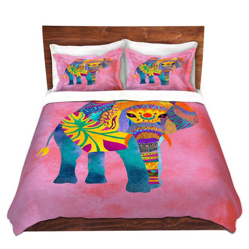 Bungalow Rose Woodville Pom Graphic Design Whimsical Elephant Pink