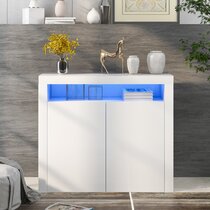 White Empire Trading Modern High Gloss Sideboard Cabinet Cupboard Storage Furniture LED Lights 