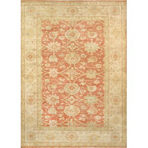 Sultanabad Hand-Knotted Coral/Ivory Area Rug