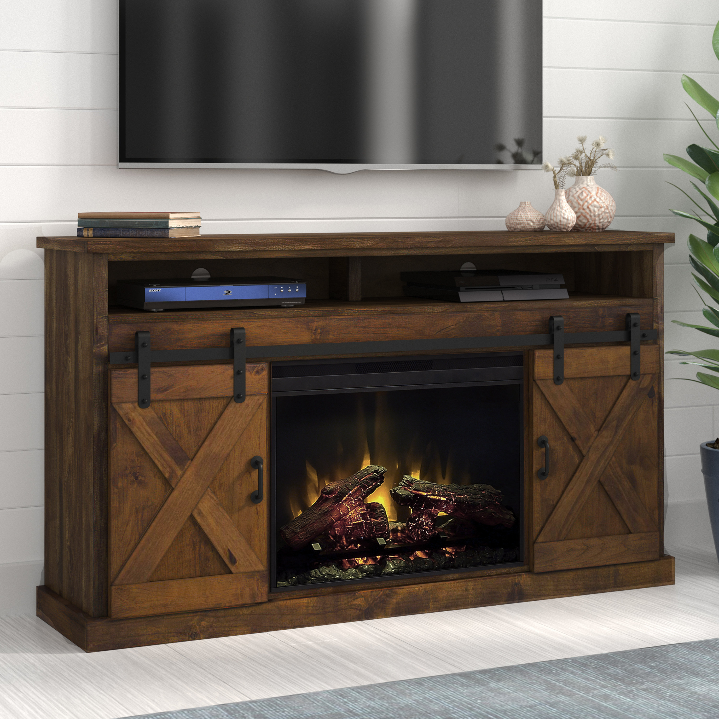 Foundstone Chicago Tv Stand For Tvs Up To 70 With Fireplace Included Reviews Wayfair