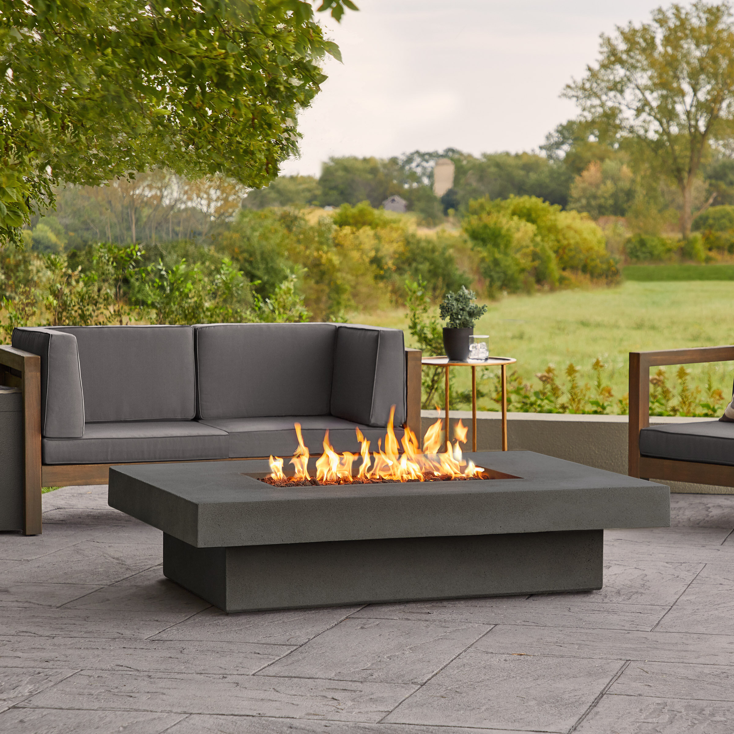 Greyleigh Cowden 14 H X 60 W Concrete Propane Outdoor Fire Pit Table Reviews Wayfair