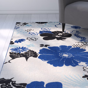 Dorinda Blue/Black Indoor/Outdoor Area Rug