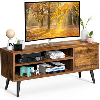 Riley-James 47.24\" Mid-Century Modern TV Stand for TVs up to 55\", Entertainment Console with Open Shelf and Storage INCOMPLETE 