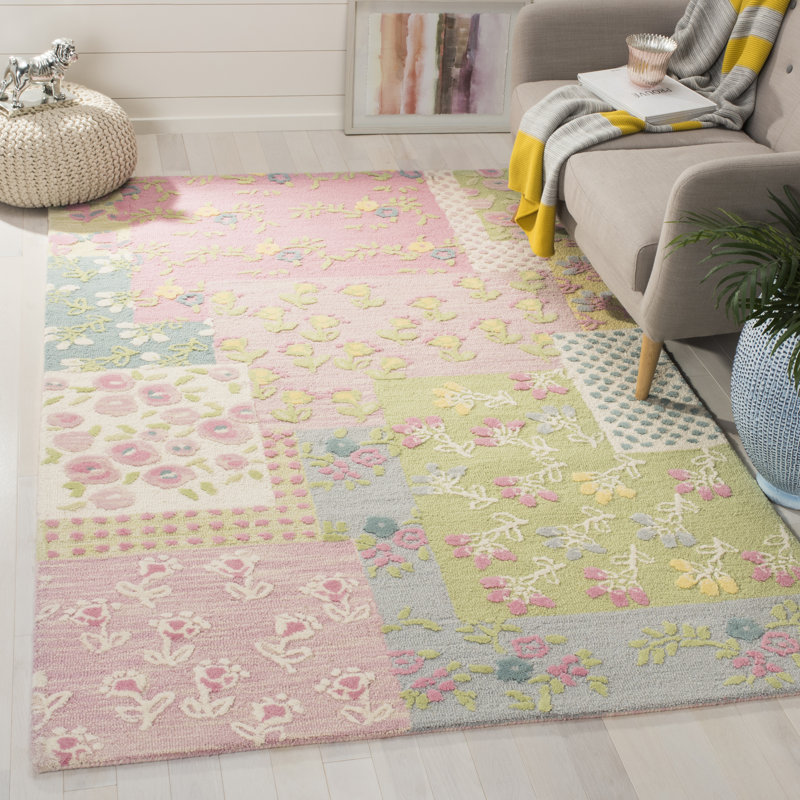 Harriet Bee Gosselin Floral Handmade Tufted Pink Green Area Rug Reviews Wayfair