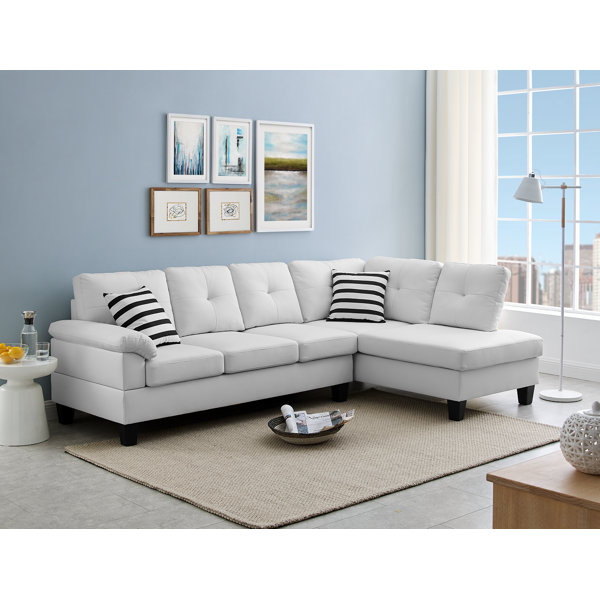 Latitude Run Brooklyn Lee 100 Faux Leather Right Hand Facing Sofa Chaise Reviews Wayfair