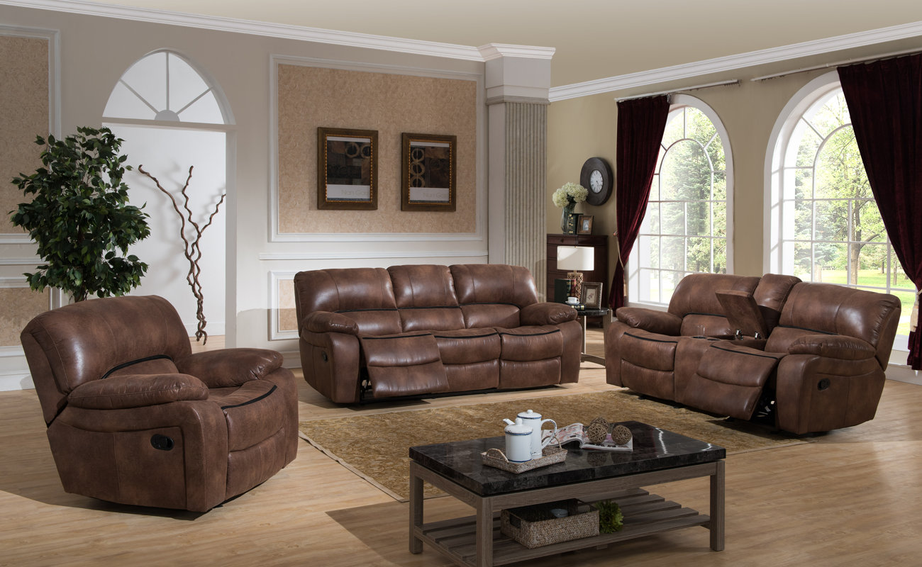 ac pacific leighton 3 piece reclining living room set & reviews ac pacific leighton 3 piece reclining living room set & reviews