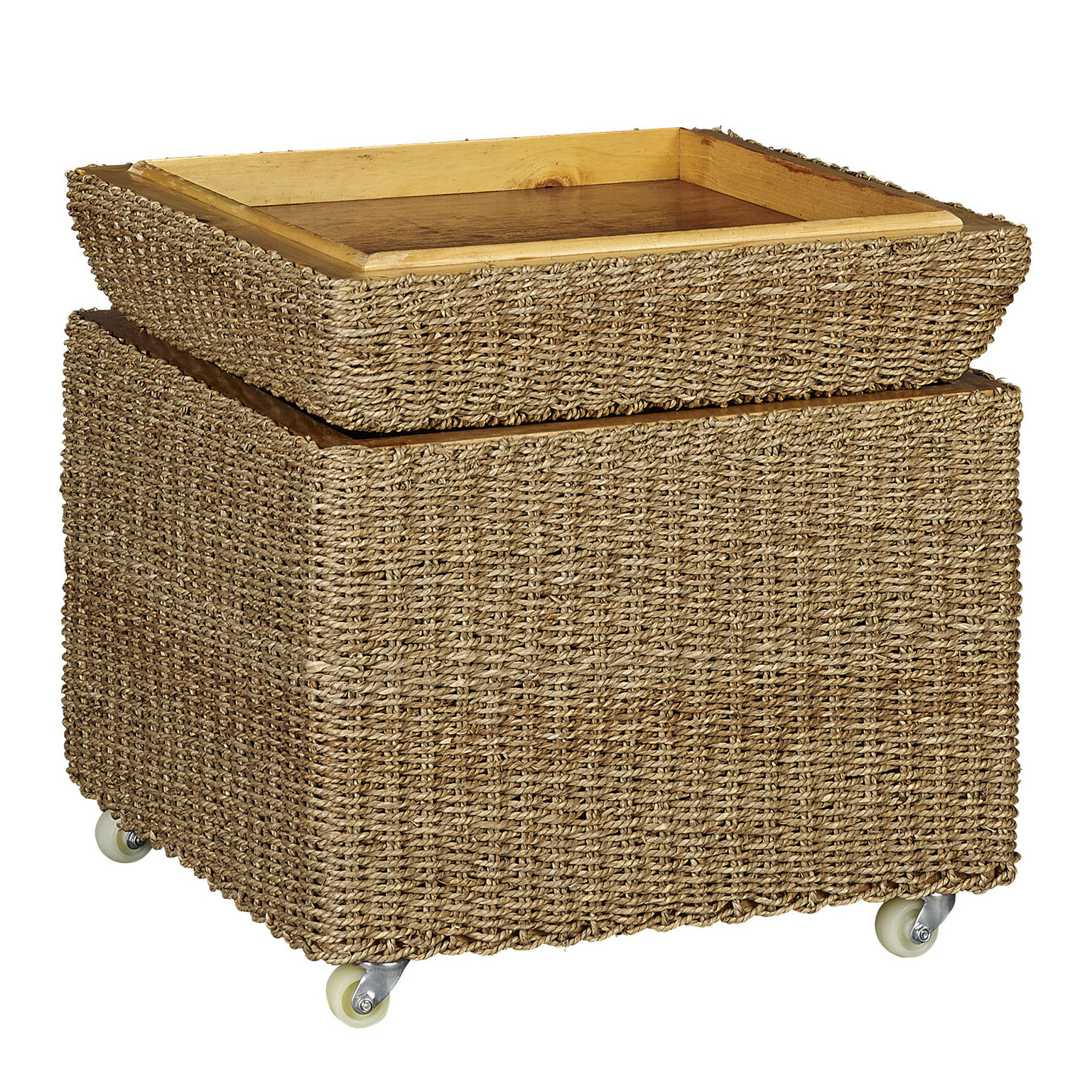 Household Essentials Rolling Seagrass Wicker Storage Seat Ottoman Rolling Seagrass Wicker Storage Seat Ottoman - Household Essentials Rolling Seagrass Wicker Storage Seat Ottoman