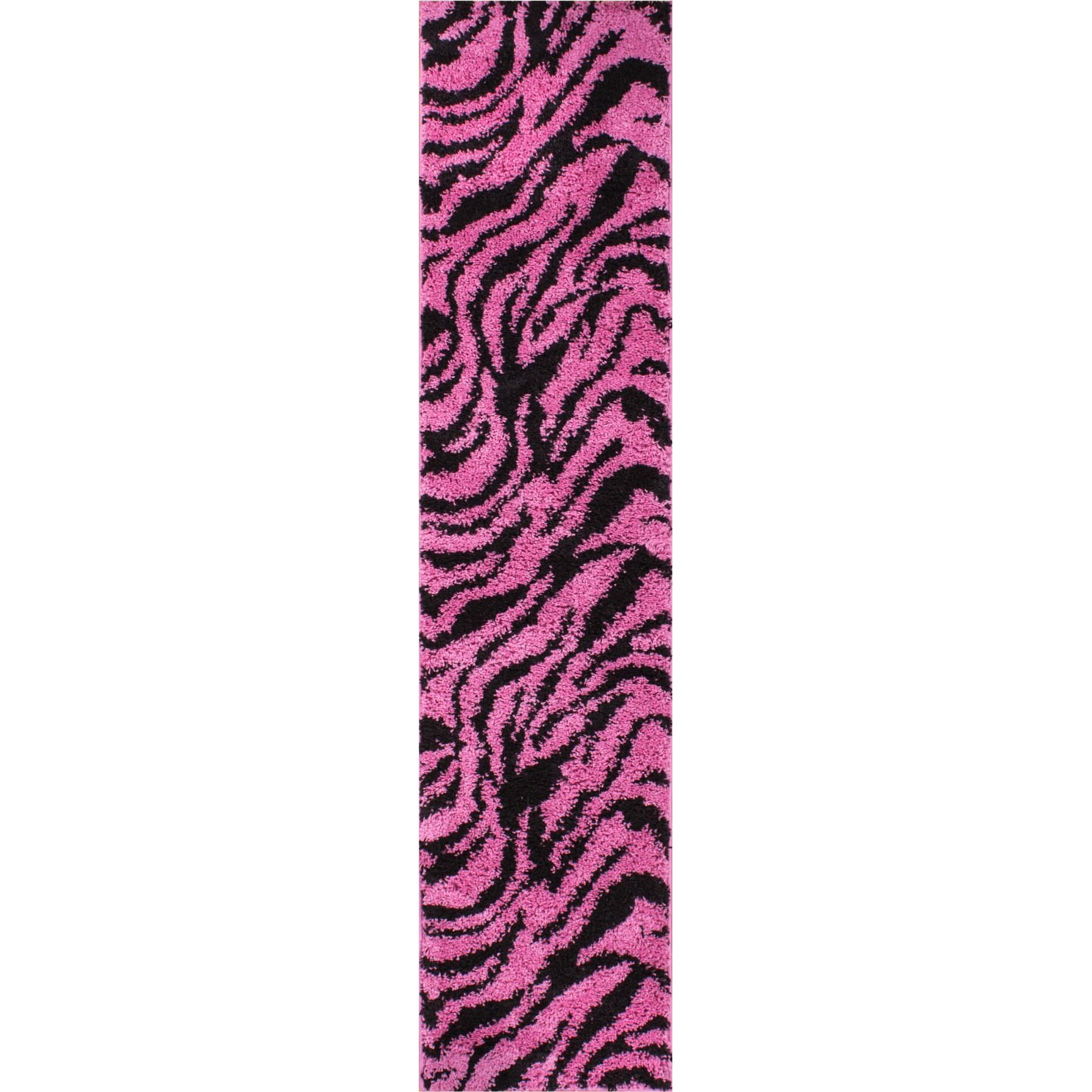 Zipcode Design Dante Zebra Animal Print Fuchsia Black Area Rug