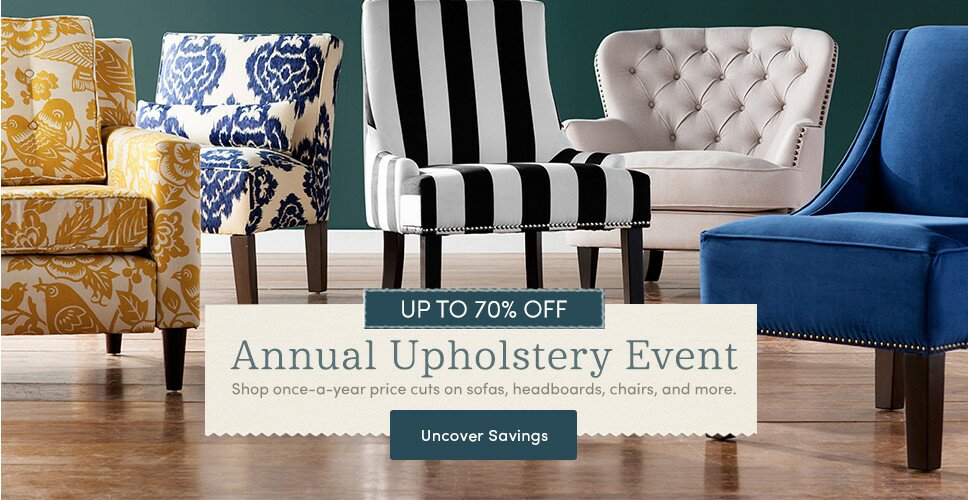 Save Up to 70% OFF Annual Upholstery Event at Wayfair