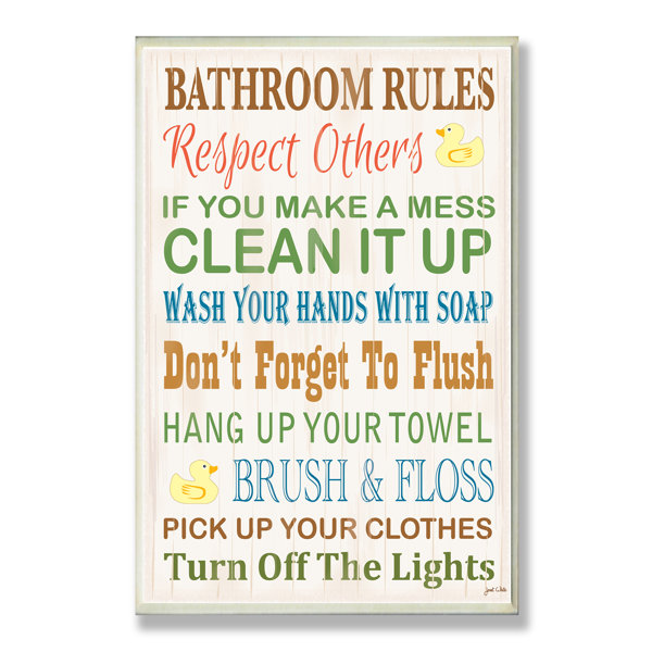 Bathroom Rules viv + rae 'bathroom rules rubber ducky' textual art on wood Bathroom Rules viv + rae 'bathroom rules rubber ducky' textual art on wood