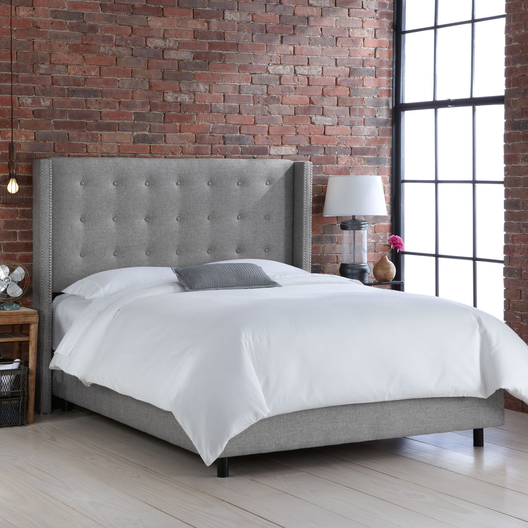 Skyline Bed Skyline Tufted Nail Button Wingback Velvet - Skyline Wingback Bed skyline bed skyline tufted nail button wingback velvet - skyline wingback bed
