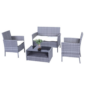 Resin Patio Furniture Wayfair Kane Patio Furniture 4 Piece Sofa Seating Group With Cushions