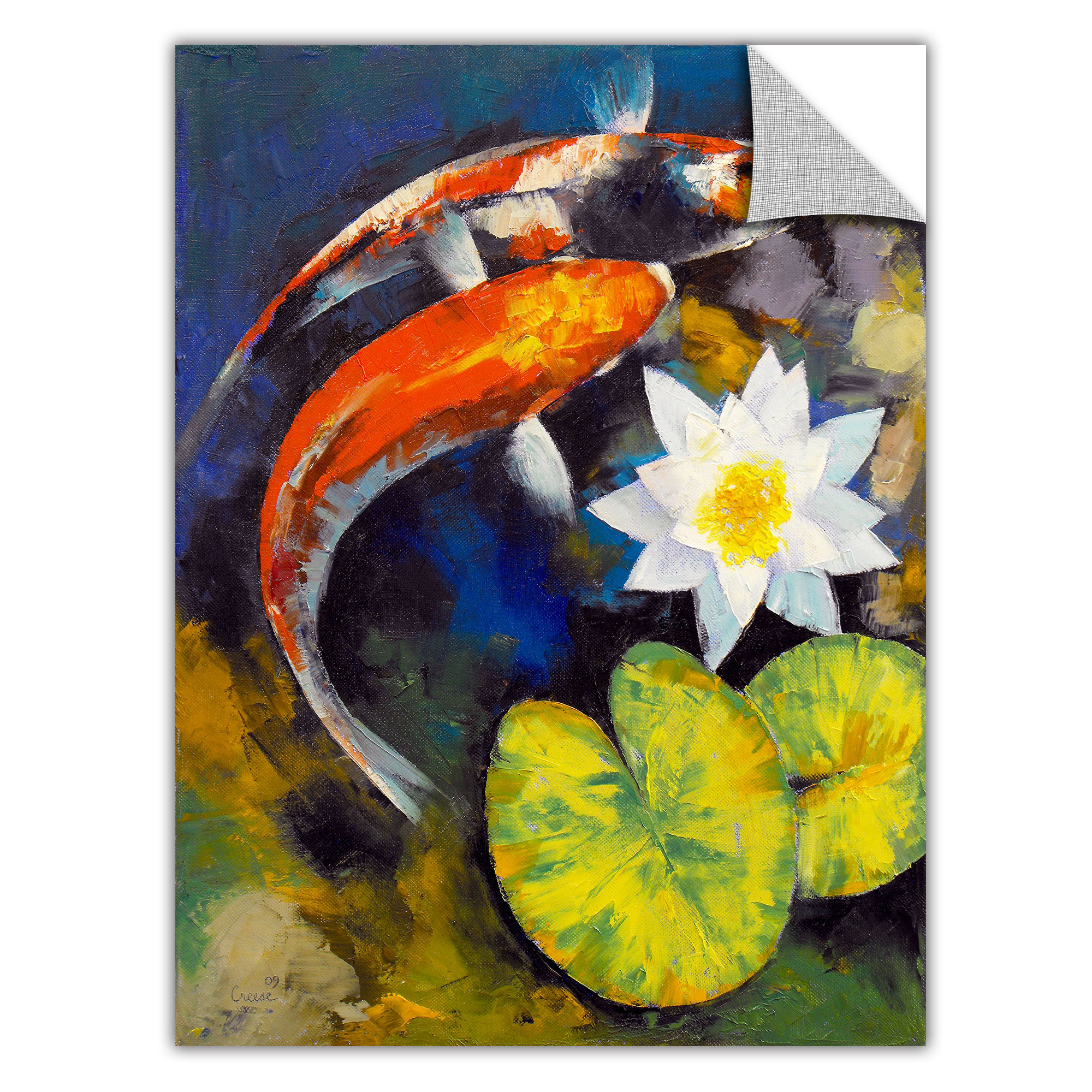 ArtWall ArtApeelz 'Koi Fish and Water Lily' by Michael Creese ArtWall ArtApeelz 'Koi Fish and Water Lily' by Michael Creese