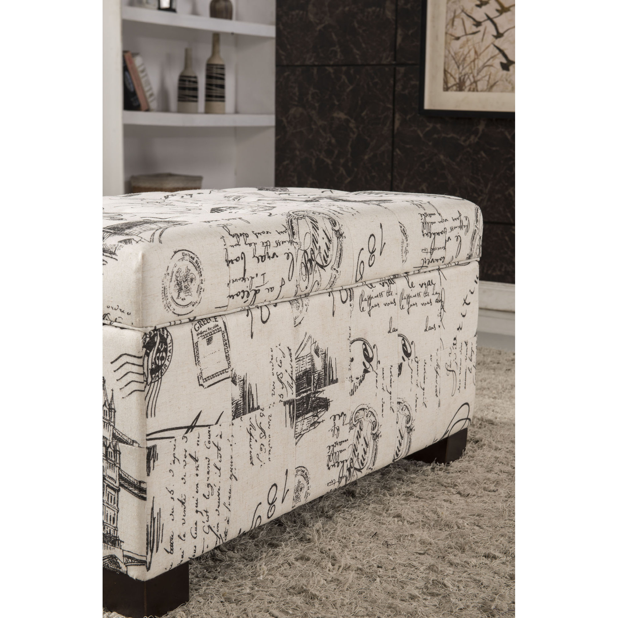 Bellasario Collection Paris Vintage French Writing Button Tufted ... Bellasario Collection Paris Vintage French Writing Button Tufted ...