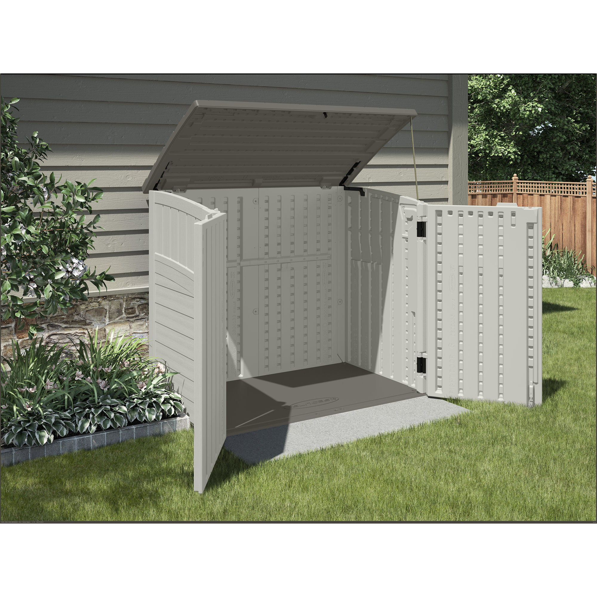 Suncast Utility 4.29 ft. W x 2.63 ft. D Plastic Horizontal Garbage Shed