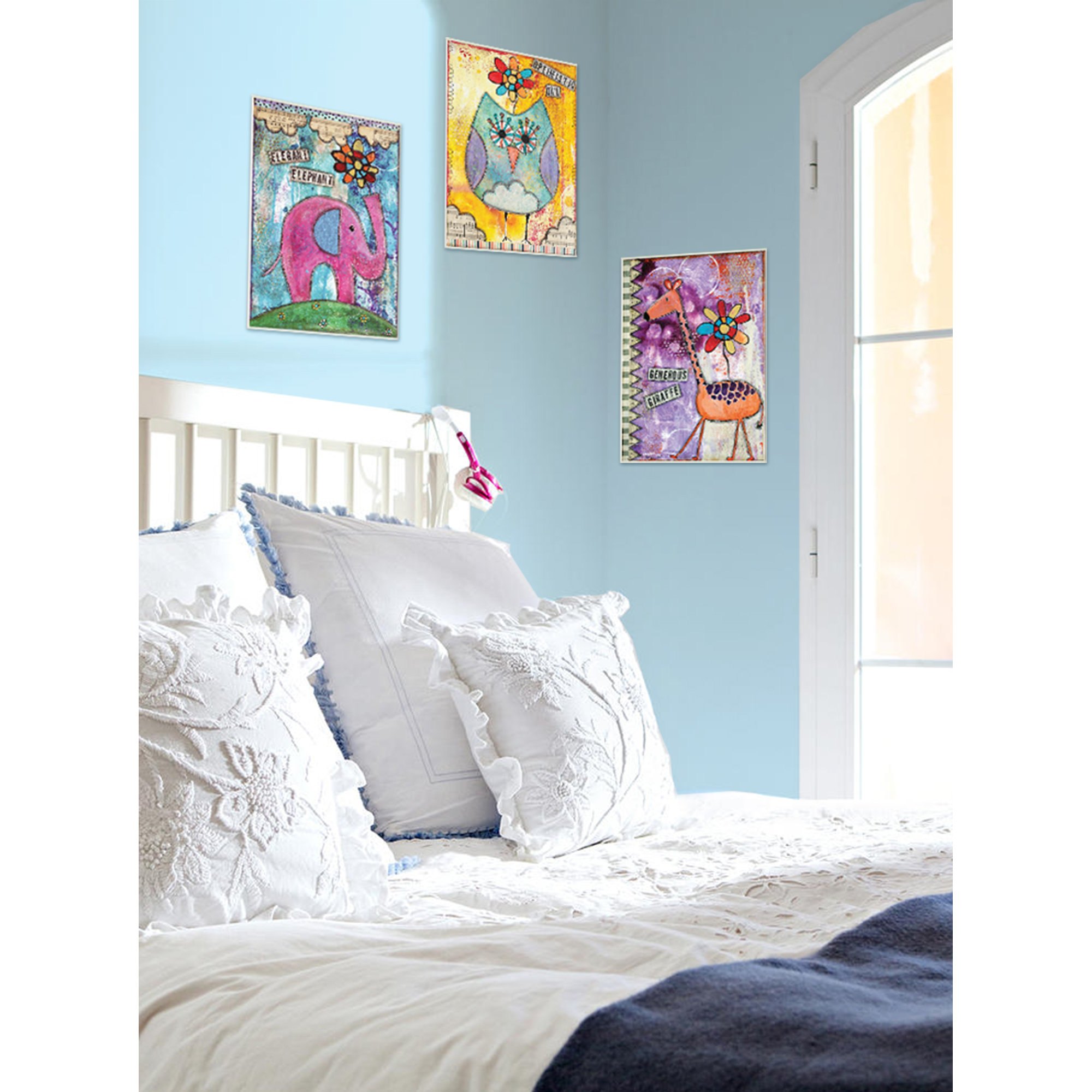 Stupell Industries The Kids Room Elegant Elephant Generous Giraffe The Kids Room Elegant Elephant Generous Giraffe Optimistic Owl 3 Piece Wall Plaque Set