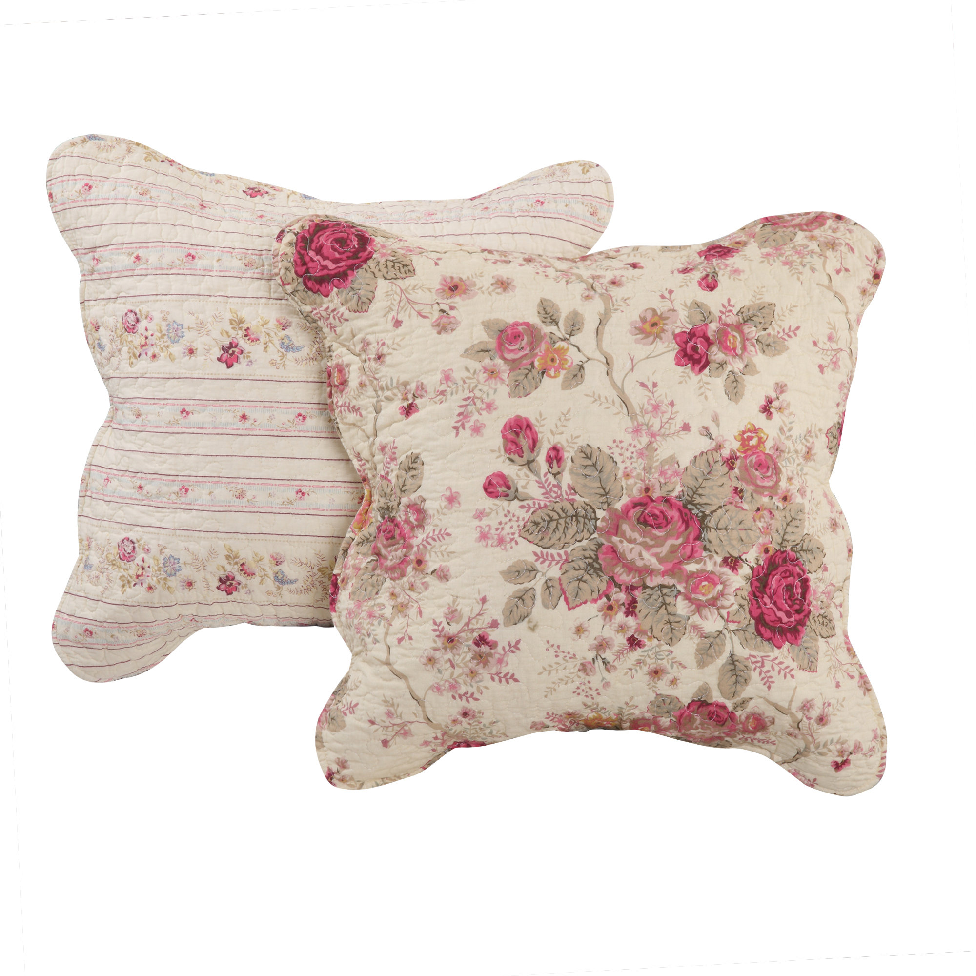 Greenland Home Fashions Antique Rose Cotton Throw Pillow & Reviews
