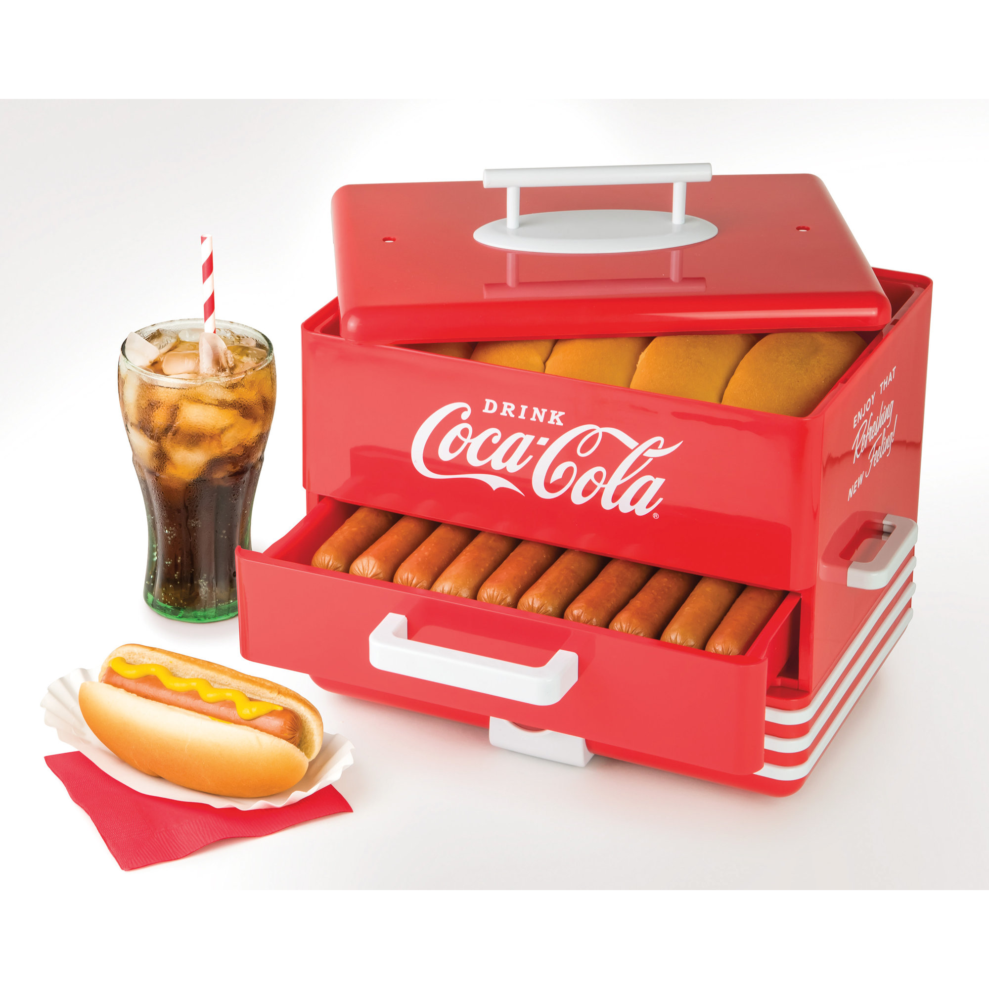 Uncategorized Hot Dog Cookers Specialty Kitchen Appliances nostalgia electrics coca cola series hot dog steamer reviews steamer