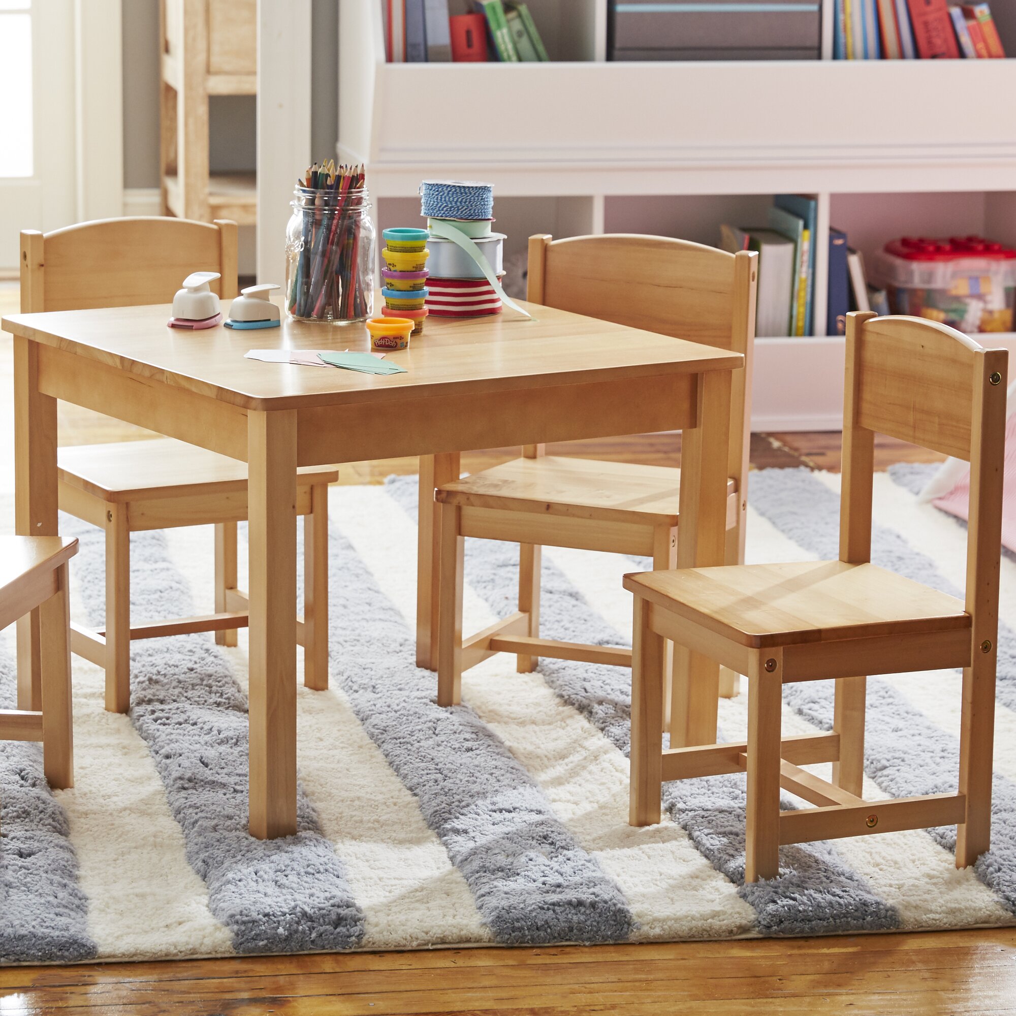 Farmhouse Kids 5 Piece Square Table And Chair Set 
